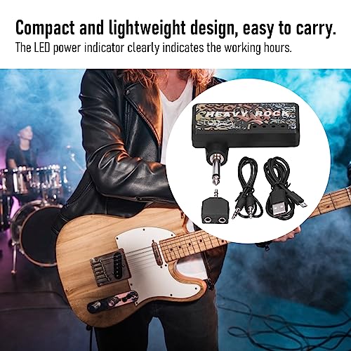 Guitar Headphone Amplifier Guitar Bass Headphone Amp USB Rechargeable Mini Pocket Headphone Amplifier for Electric Guitar with Audio Cable Adapter