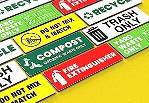 Compost Sticker - Organic Waste Only Bin Label - 3-5 Year Indoor/Outdoor Rated - Heavy Duty, Weather Proof, Ultra Durable - USA Made (6x2 inch), 4 Labels