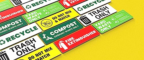 Compost Sticker - Organic Waste Only Bin Label - 3-5 Year Indoor/Outdoor Rated - Heavy Duty, Weather Proof, Ultra Durable - USA Made (6x2 inch), 4 Labels