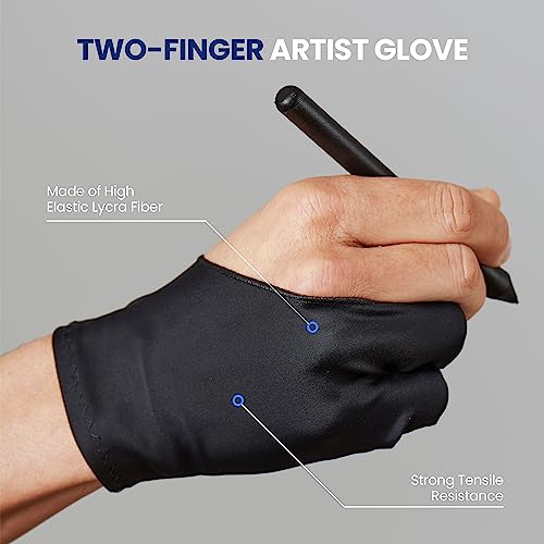 SereneLife Two-Finger Glove for Graphics Drawing Tablet - Designed for Graphic Tablet/Light Box/Tracing Light Pad Use Great Air Permeability and Strong Tensile Resistance
