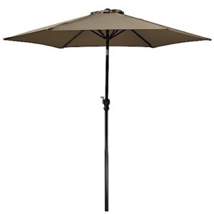 elevon 9' outdoor patio market striped umbrella with push button tilt and crank, beige