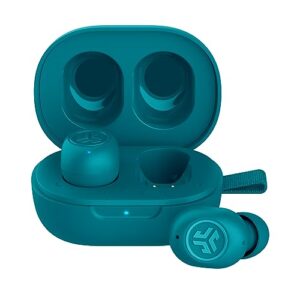 jlab jbuds mini true wireless bluetooth earbuds + charging case, teal, ip55 sweat and dust proof, bluetooth multipoint, be aware audio, 3 eq sound settings, crystal clear calls
