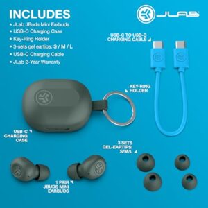 JLab JBuds Mini True Wireless Bluetooth Earbuds + Charging Case, Sage, IP55 Sweat and Dust Proof, Bluetooth Multipoint, Be Aware Audio, 3 EQ Sound Settings, Crystal Clear Calls