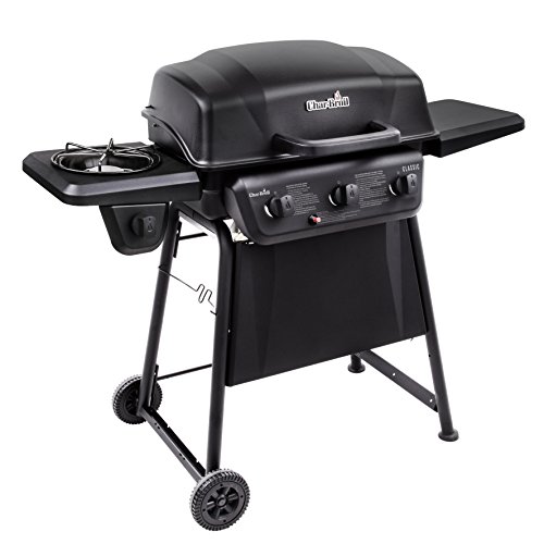 Char-Broil Classic 360 3-Burner Liquid Propane Gas Grill with Side Burner & 3-4 Burner Large Basic Grill Cover & 8666894 SAFER Replaceable Head Nylon Bristle Grill Brush, One Size