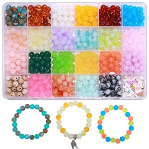 lfliun acrylic beads for bracelet making kit, imitation gemstone glass beads crystal beads jewelry making kit beading kit, girls' bracelet necklace jewelry making kit birthday gift