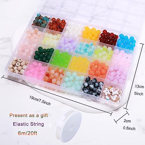 LFLIUN Acrylic Beads for Bracelet Making Kit, Imitation Gemstone Glass Beads Crystal Beads Jewelry Making Kit Beading Kit, Girls' Bracelet Necklace Jewelry Making Kit Birthday Gift