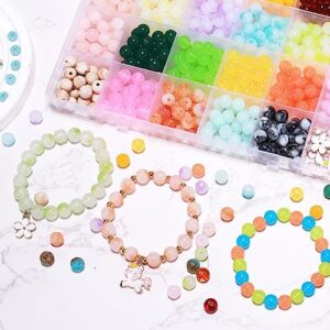 LFLIUN Acrylic Beads for Bracelet Making Kit, Imitation Gemstone Glass Beads Crystal Beads Jewelry Making Kit Beading Kit, Girls' Bracelet Necklace Jewelry Making Kit Birthday Gift