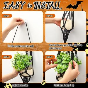 Peryiter 2 Pcs Halloween Bat Macrame Plant Hanger Black Gothic Hanging Plant Holder Decorative Witchy Plant Hanging Basket Hanging Macrame Plant Holder for Flower Pot Wall Party Home Decor 39 x 12 in