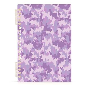 coikll digital camouflage purple spiral notebook detachable ruled wirebound paper durable spiral binding note book for work, writing, journaling-60 sheets