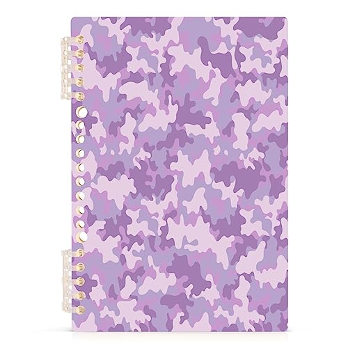 Coikll Digital Camouflage Purple Spiral Notebook Detachable Ruled Wirebound Paper Durable Spiral Binding Note Book for Work, Writing, Journaling-60 Sheets