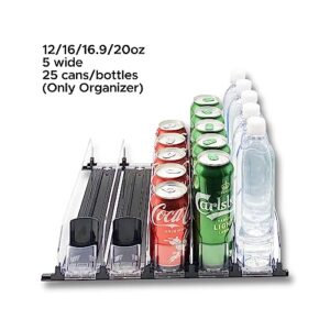 Kupanaha, Drink Organizer for Fridge, Refrigerator Bottle Can Organizer, Self-Pushing Soda Can Dispenser, Width Adjustable Bottle and Can Holder, Smooth & Fast Pusher Glide with Lock Function (5)