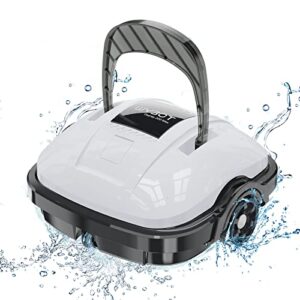 upgraded - wybot cordless pool vacuum, robotic pool cleaner with large battery up to 100mins runtime, strong suction, pool vacuum robot for above ground flat bottomed pools up to 861 sq.ft-white