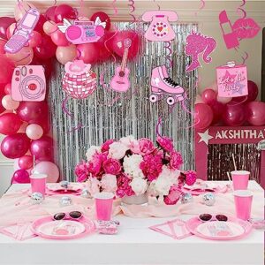 30 PCS Hot Pink Princess Birthday Party Hanging Decorations, Pink Girls Party Swirl for Women Girls Princess Bachelorette Theme Party Baby Shower Bridal Shower Wedding Party Supplies