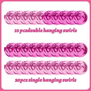 30 PCS Hot Pink Princess Birthday Party Hanging Decorations, Pink Girls Party Swirl for Women Girls Princess Bachelorette Theme Party Baby Shower Bridal Shower Wedding Party Supplies