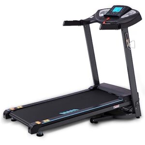 huageed treadmill for home with 15% auto incline, 0.5-10 mph speed, foldable treadmills with app, speaker, 18" wide belt, 15 programs, smart running machine for apartment walking and jogging, 2.5hp