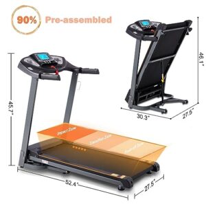 HUAGEED Treadmill for Home with 15% Auto Incline, 0.5-10 MPH Speed, Foldable Treadmills with APP, Speaker, 18" Wide Belt, 15 Programs, Smart Running Machine for Apartment Walking and Jogging, 2.5HP