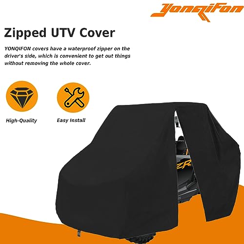 YONQIFON 2 Seater UTV Cover with Zipper UTV Covers Waterproof Outdoor Heavy Duty All Weather Easy Install Compatible With Polaris Ranger Yamaha Wolverine Can-Am Honda Kawasaki Teryx CFMOTO Zforce