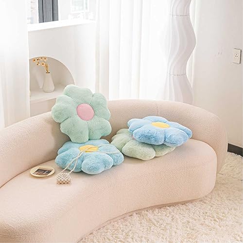 Galvitu Flower Pillow, Flower Shaped Pillow and Floor Seating Cushion, Aesthetic Room Décor Throw Pillow for Bedroom, Living Room, Kids Room, Bed, Couch, Sofa, Chair, 17.7 Inch (Green)