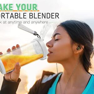 Portable Blender, 20 Oz Personal Blender for Shakes and Smoothies with 6 Blades, Small Fresh Juicer Portable Blender Cup Rechargeable BPA-Free, Mini Blender Portable for Travel/Office/Home/Gym/Camping