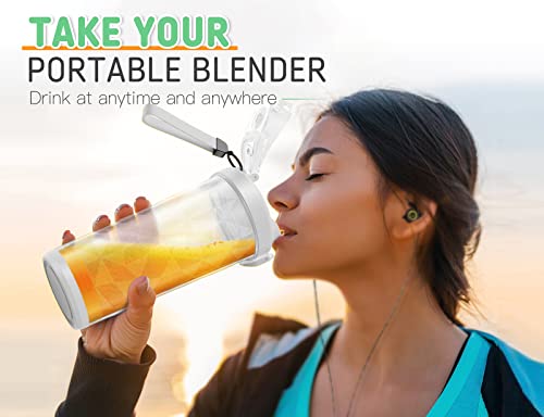 Portable Blender, 20 Oz Personal Blender for Shakes and Smoothies with 6 Blades, Small Fresh Juicer Portable Blender Cup Rechargeable BPA-Free, Mini Blender Portable for Travel/Office/Home/Gym/Camping