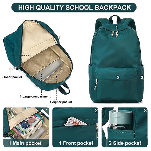 School Backpack for Teen Girls Women Laptop Backpack College Bookbags Middle School Travel Work Commuter Back Pack(Dark green)