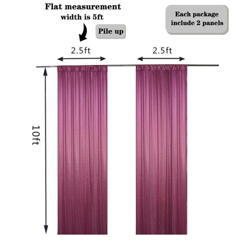 SweetEasy 2packs 5ftx10ft Photography Backdrop Drapes Curtains Wedding Backdrop for Baby Shower Birthday Home Party Event Festival Restaurant Reception Arch Decoration (Deep Ruby)