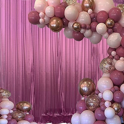 SweetEasy 2packs 5ftx10ft Photography Backdrop Drapes Curtains Wedding Backdrop for Baby Shower Birthday Home Party Event Festival Restaurant Reception Arch Decoration (Deep Ruby)