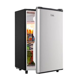 wanai mini fridge with freezer 3.2 cu.ft single door small refrigerator energy-efficient, low noise, mini fridge for bedroom dorm and office, silver
