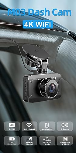 4K Dash Cam Front Built-in WiFi, WANLIPO Dash Camera for Cars with 3" IPS Screen, Car Camera with 64GB SD Card, 2160P Dashcam for Cars with App Control, G-Sensor, Loop Recording,24H Parking Monitor