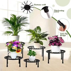 Kataslly 5 Pack Metal Plant Stand for Outdoor Indoor Plant Stand Heavy Duty Flower Pot Stands for Multiple Plant, Rustproof Iron Round Shelf for Planter, Potted Plant Holder for Patio & Garden Decor