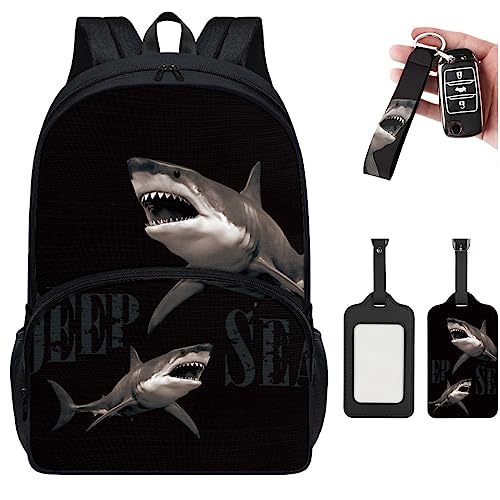 DMOYALA Sharks College Student Backpack for Colege Students Laptop Bag with Compartments Elegant Work Backpack for Men Extra Large Capacity Computer Backpack for Student Back To School Accessories