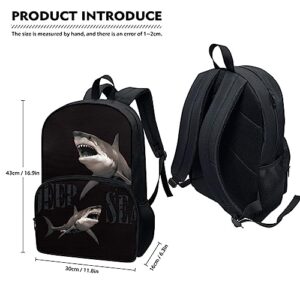 DMOYALA Sharks College Student Backpack for Colege Students Laptop Bag with Compartments Elegant Work Backpack for Men Extra Large Capacity Computer Backpack for Student Back To School Accessories