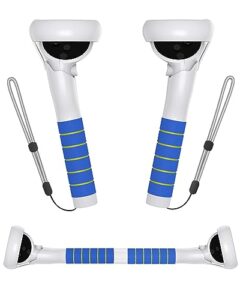 amavasion 2 in 1 long arms & handle attachments compatible with meta/oculus quest 2 hand controllers,extension grips compatible with gorilla tag/beat saber/golf/more vr games-blue/blue