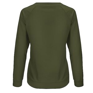 LAWOR Womens Short Sleeve Blouses 2023 Fashion Sudaderas cuello redondo y estampado girasoles para mujer suéteres holgados de manga larga para otoño e invierno A1-Army Green Small