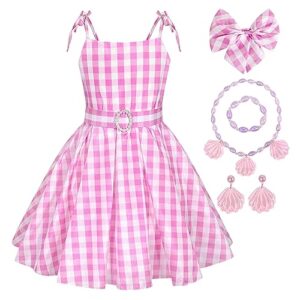 kvvftt girls pink costume dress movie cosplay costumes kids party halloween dress up