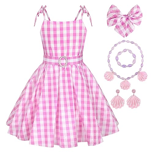 KVVFTT Girls Pink Costume Dress Movie Cosplay Costumes Kids Party Halloween Dress Up