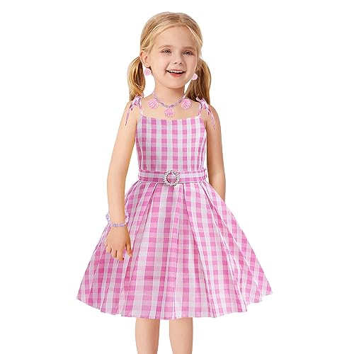 KVVFTT Girls Pink Costume Dress Movie Cosplay Costumes Kids Party Halloween Dress Up