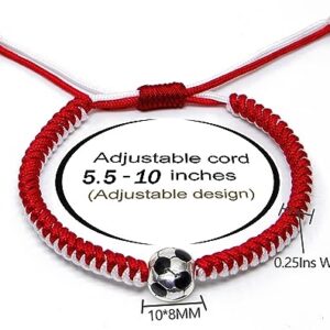 MANYC Soccer Bracelets for Men Women and Kids - Stylish Accessories for Soccer Fans Team Spirit Gifts For boys Girls 8-12 and Game Decor… (Black and red 2PCS)