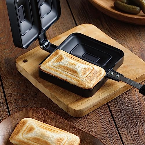 Panini Press Sandwich Maker [ Made in Japan ] Unique Design Breakfast Sandwich Maker Toaster for Kitchen and Camping [ Tostadora De Pan Sandwichera ]