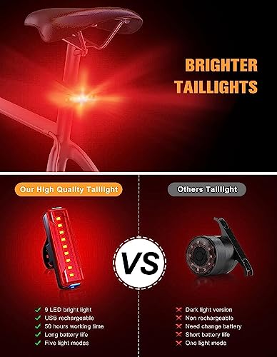 Cuvccn 1200 Lumen Bike Lights 360° Rotation, Bike Headlight Taillight Rechargeable, Bicycle Light Front & Back Aluminum Power Bank Function, IPX5 Waterproof Bike Light for Night Riding 5+5 Light Modes