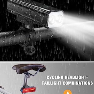 Cuvccn 1200 Lumen Bike Lights 360° Rotation, Bike Headlight Taillight Rechargeable, Bicycle Light Front & Back Aluminum Power Bank Function, IPX5 Waterproof Bike Light for Night Riding 5+5 Light Modes