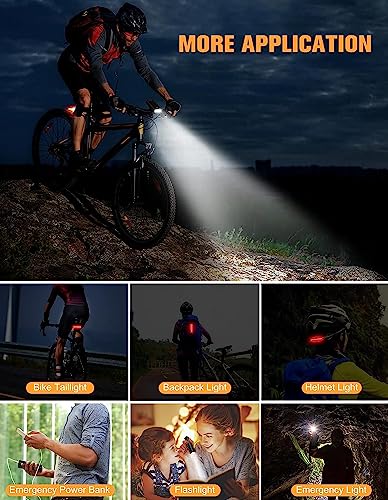 Cuvccn 1200 Lumen Bike Lights 360° Rotation, Bike Headlight Taillight Rechargeable, Bicycle Light Front & Back Aluminum Power Bank Function, IPX5 Waterproof Bike Light for Night Riding 5+5 Light Modes