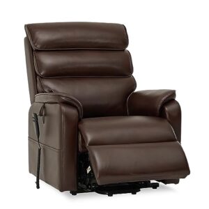 irene house 9188 lay flat lift recliner chair heat massage dual motor infinite position up to 300 lbs electric power lift recliners, medium(brown faux leather)