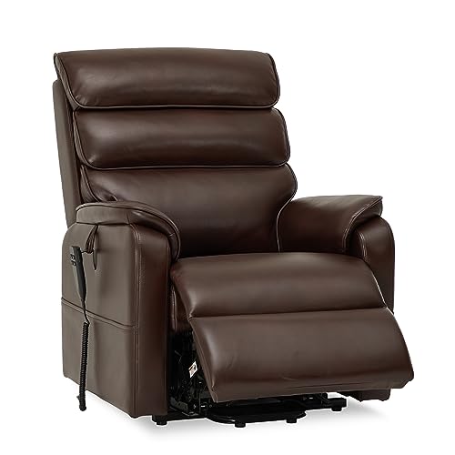 Irene House 9188 Lay Flat Lift Recliner Chair Heat Massage Dual Motor Infinite Position Up to 300 LBS Electric Power Lift Recliners, Medium(Brown Faux Leather)