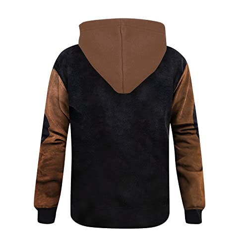 Mens Sweaters Fashion Vintage Splicing Color Pullover Sweaters Comfy Casual Long Sleeve Exercise Hoodies Pullover Personalized Y2k Outfits Streetwear Sudadera con capucha para hombre(Black,L2)