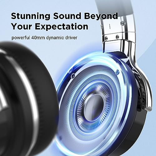 tapaxis Active Noise Cancelling Headphones Wireless Over Ear Bluetooth Headphones with Microphone, Deep Bass, Memory Foam Ear Cups, Clear Calls, 30H Playtime for Travel, Home Office, Black