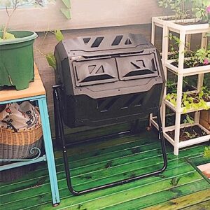 Compost Bins Outdoor 43 Gallon Garden Compost Tumbler Bin ｜ Extra Wide Dual Chamber with 360 Degree Rotating Composter Food Waste Bin ｜Outdoor Aerating Waste Bin Composting Tumbler