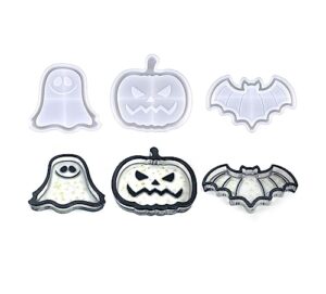 xidmold 3pcs halloween tray resin molds, pumpkin bat ghost shaped tray storage silicone mold, epoxy resin casting molds for jewelry storage, fruit food dish, halloween decor