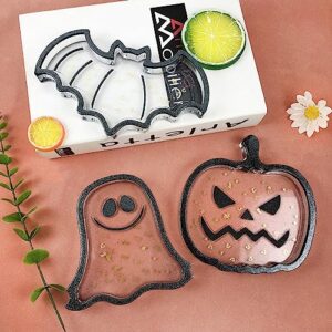 Xidmold 3pcs Halloween Tray Resin Molds, Pumpkin Bat Ghost Shaped Tray Storage Silicone Mold, Epoxy Resin Casting Molds for Jewelry Storage, Fruit Food Dish, Halloween Decor