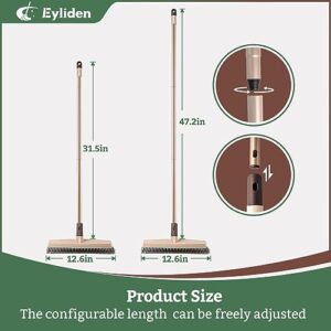 Eyliden Push Broom Indoor, Multi-Surface Angle Broom with 48" Long Handle, Stiff Bristle Floor Brush for Tile Bathroom Patio Garage Deck Concrete Wood Stone Cleaning Indoor Outdoor Rough Floor